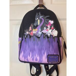 Loungefly Disney Villains Purple Flame Mini Backpack US Exclusive